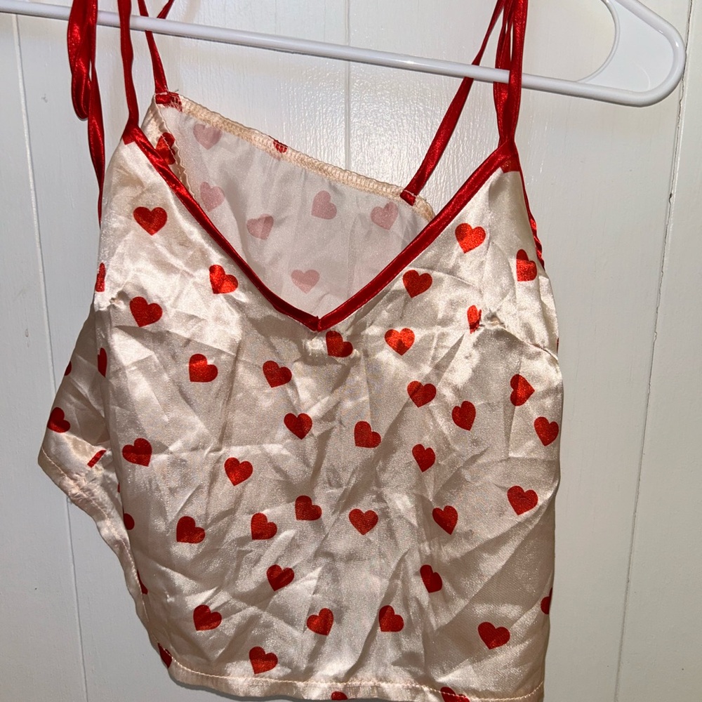 Heart Patterned Satin Camisole